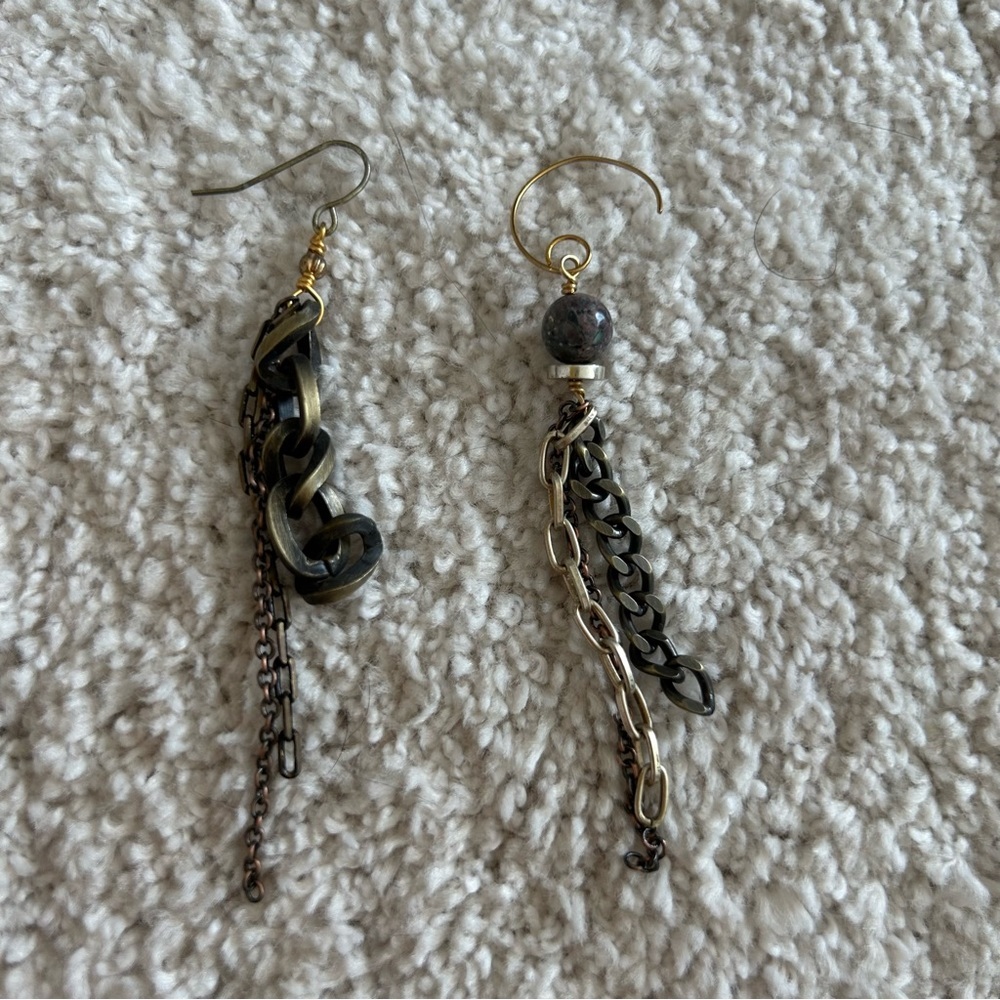 Chain and Gemstone Earrings
